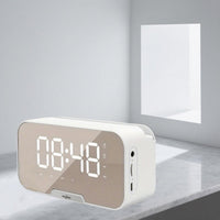 Portable Mini Wireless/FM Radio Speaker with Wireless Microphone, -Mode Mirror/Alarm Clock, Stereo Sound, & Loudspeaker Suitable for, Travel, Parties, Gifts - Buy online at  Vibe In Cart.