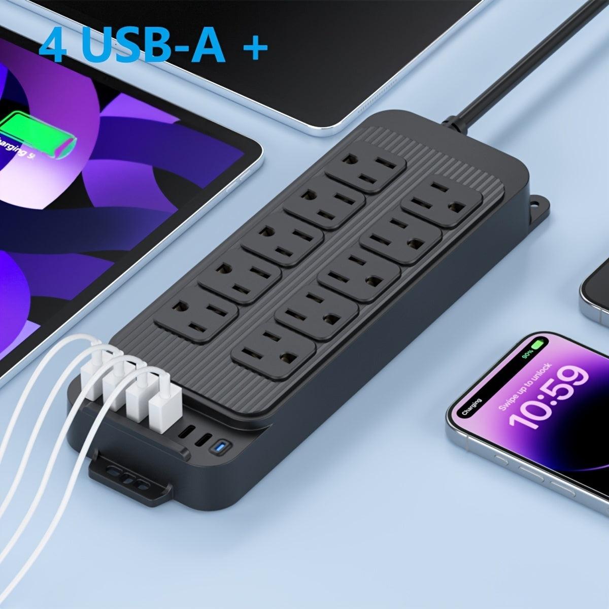 Power Strip Surge Protector - 10 Widely Spaced Outlets 6 USB Charging Ports, 4Ft Extension Cord, Flat Plug, Overload Surge Protection, Wall Mount For Home Office - Buy online at  Vibe In Cart.