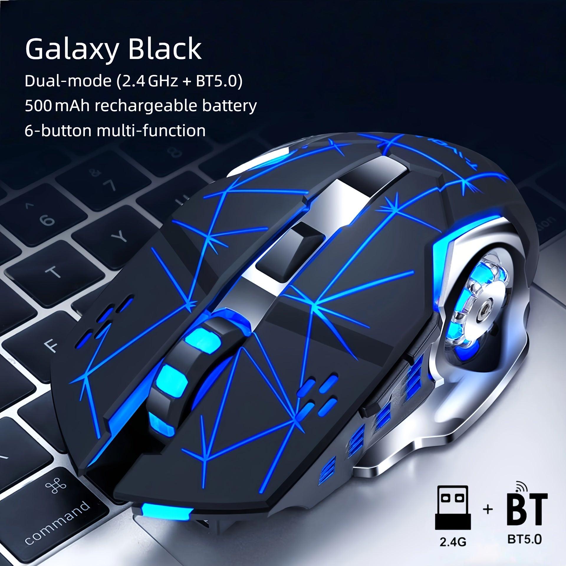 Rechargeable Dual-Mode Mouse- BT+ 2.4G Wireless Mouse, RGB Gaming Mouse, Silent Clicks, Long Battery Life, Ambidextrous Ergonomic Comfort- for Extended Work& Gaming- Computer& Gaming Accessories - Buy online at  Vibe In Cart.