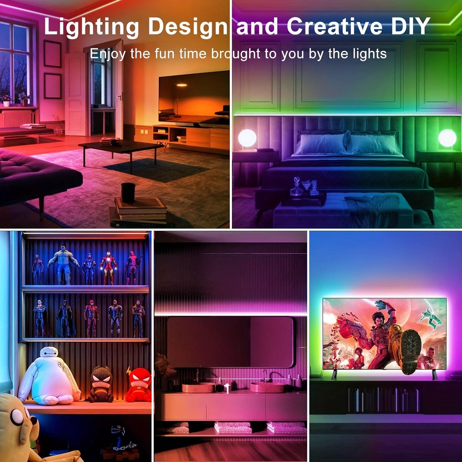 130/25/50/100ft 40/7.5/15/30m LED Strip Lights with App Control Remote, RGB LED 24V Dimmable Sync Color Changing Lights for Bedroom, Home Decor, Music Sync - Buy online at  Vibe In Cart.