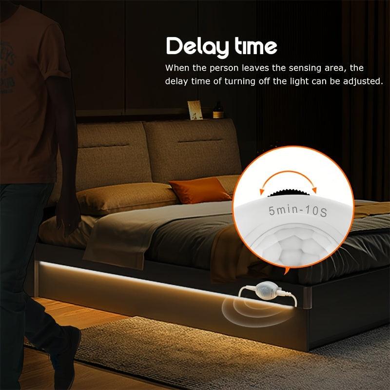 16.4 Feet LED Motion Sensor Light Strip - USB Powered, Self-Adhesive, Floating Bed Light Strip, Flexible White Light Suitable for Bed Edges, Mirrors, Cabinets, And Stairs. - Buy online at  Vibe In Cart.