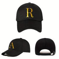Unisex Polyester Baseball Cap | Adjustable Fit | Lightweight, Breathable & Quick-Dry | Golden Letter Print Embroidery 'M' or 'A' | Ideal for Outdoor Sports and Travel | Stylish Hip-Hop Dad Hat, Casual Wear Hat | Hiphop Style - Buy online at  Vibe In Cart.
