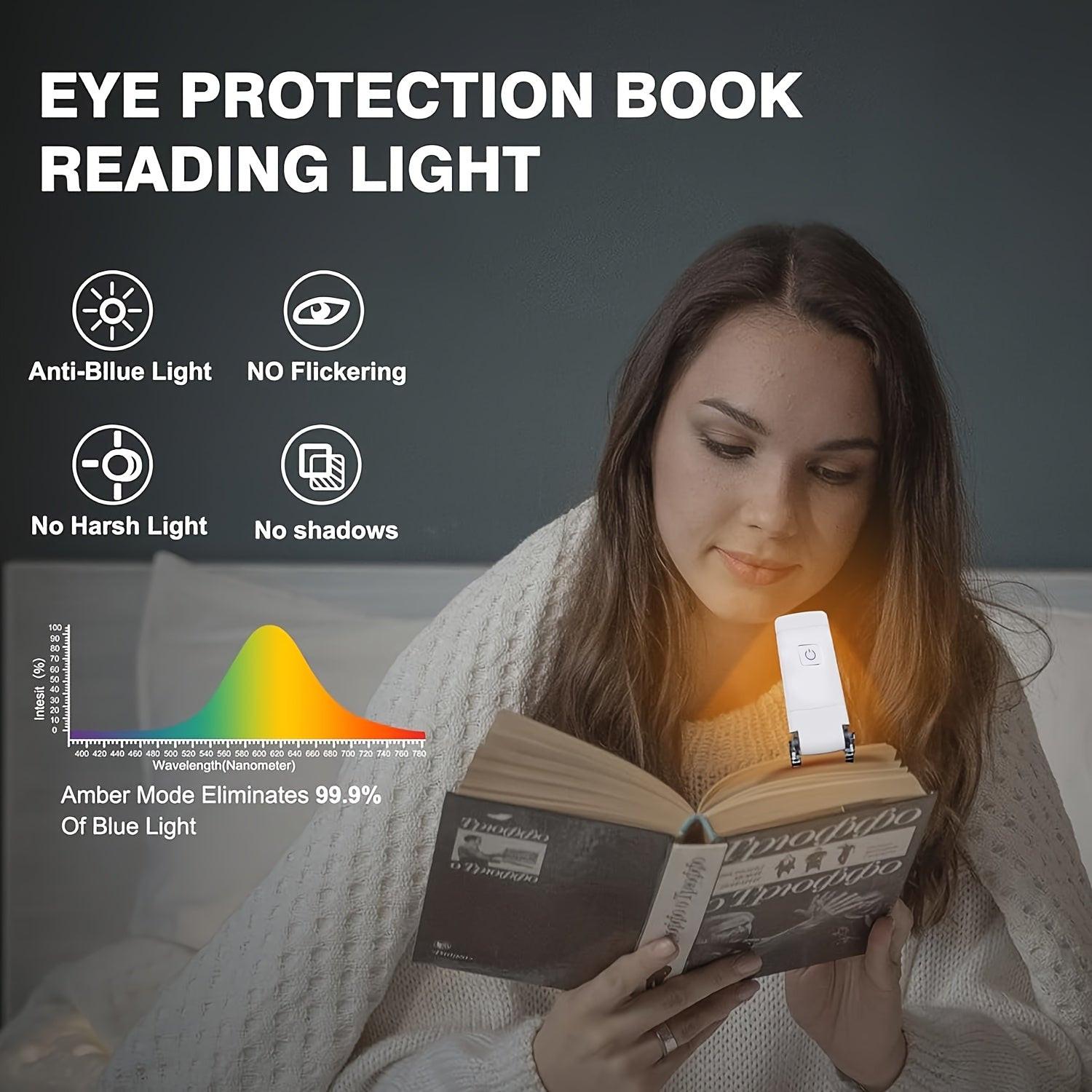 New USB Rechargeable Foldable Reading Lamp, Eye-Friendly Small Night Light for Reading, Suitable for Nighttime Use, with 3 Light Colors And 3 Adjustable Brightness Levels, White Casing, Book Clip, Portable And Easy to Store. - Buy online at  Vibe In Cart.