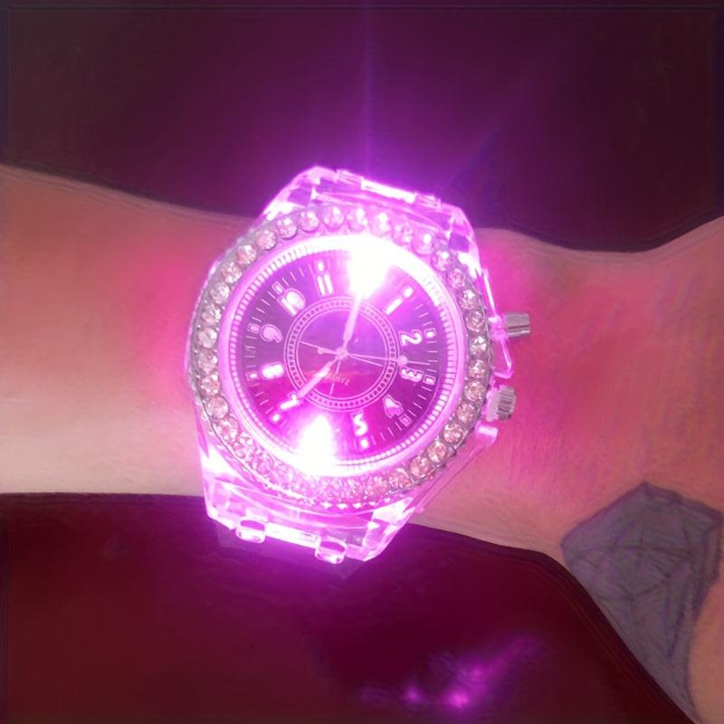 Bright Rhinestone LED Fashion Trendy Unisex Student Couple Jelly Quartz Watch - Buy online at  Vibe In Cart.
