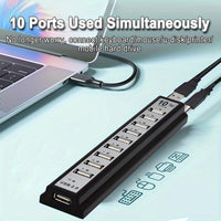 10-Port USB Hub Compatible for PS5/PS4/Xbox/PC/Mac - USB- External USB Adapter with 10 Individual Ports, USB- (No External Power Required), Fast Charging & Data Transfer, Compatible with USB Devices (Laptops, Keyboards, Mice) - Buy online at  Vibe In Cart.