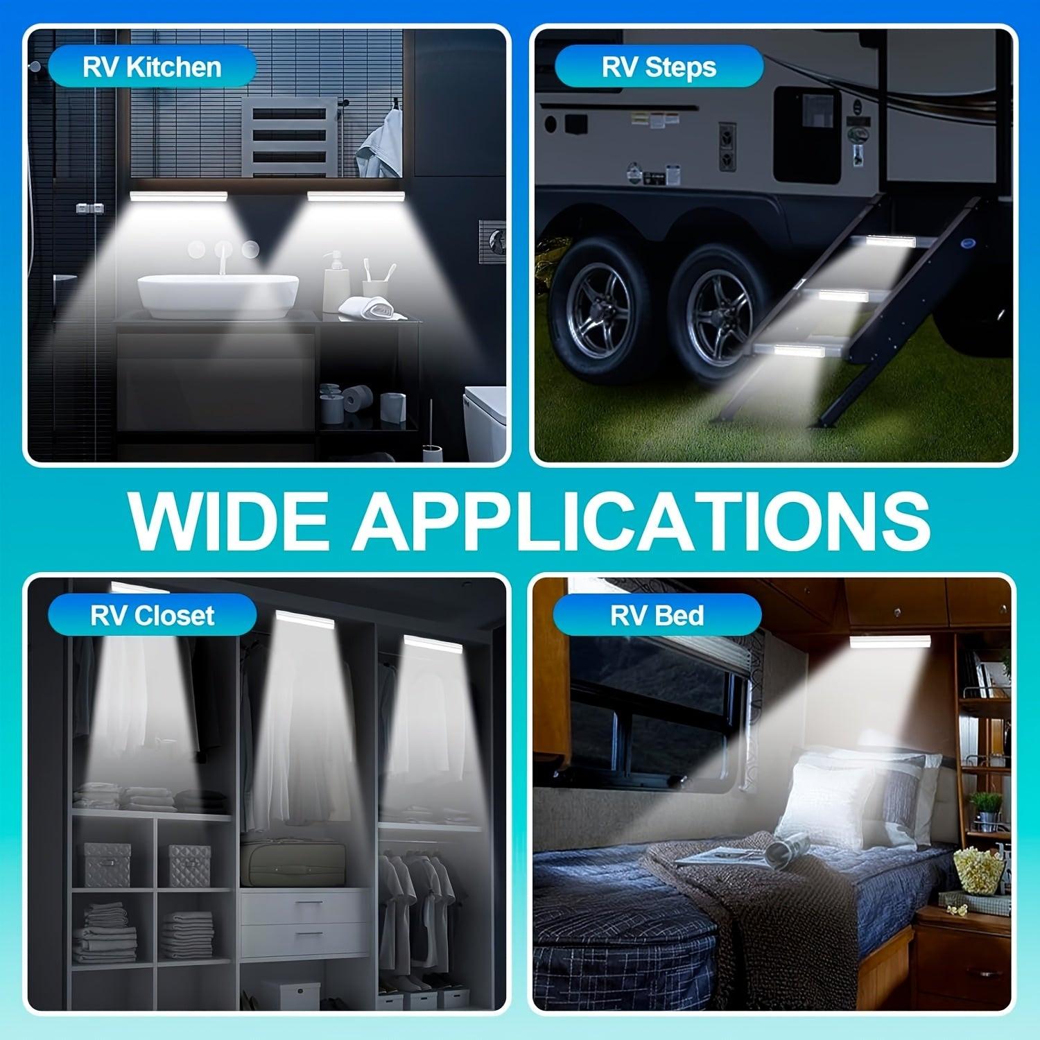 [Motion Sensor LED Light] 1pc White & Warm White Motion Sensor LED Light - Magnetic USB Rechargeable, 3.94"-19.69" Range, Battery/USB Powered, No Drill Required for RV, Kitchen, Wardrobe, Bedroom, Under Cabinet & Night Light - Buy online at  Vibe In Cart.