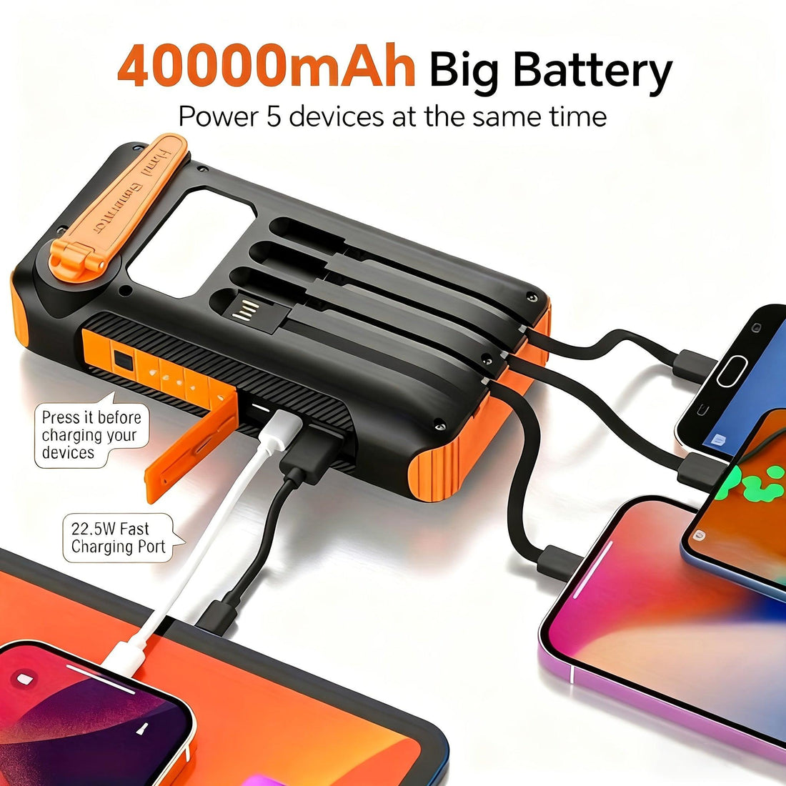 4000mAh Large Capacity Power Bank, Multi-functional Mobile Phone Charger, Can Carry Multiple Charging Cables To Charge Multiple Devices At The Same Time, Equipped With Solar Charging, USB Charging And Hand-crank Charging, Can - Buy online at  Vibe In Cart.
