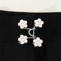 A Pair of Women'S White Floral Metal Fashion Decorative Waist Buttons, Adjustable And Removable, Perfect for Summer to Prevent Wardrobe Malfunctions, Suitable for Casual Wear And Gift Giving. - Buy online at  Vibe In Cart.