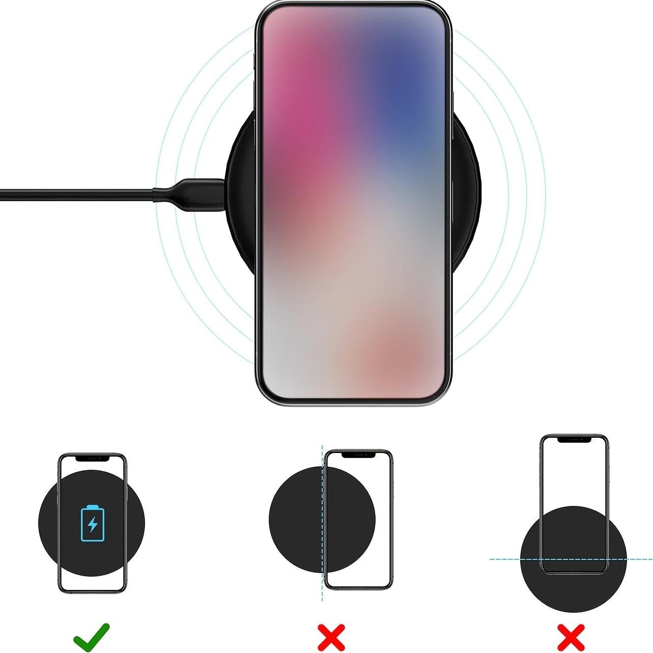 Round Wireless Charger Stand, 15W Fast Charging Dock Phone Charger, Adaptive LED Wireless Charging Station for iPhone17 16 15 14 13 12 11 9 8 XR, Samsung S25 S23 S22 S21 S10 S9, for Airpods 3/2/Pro - Buy online at  Vibe In Cart.