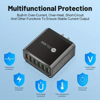 6-Port USB 30W QC3.0 Fast Charging Adapter for Mobile Phones, US Plug Quick Charge Adapter, Portable Travel Wall Charger - Buy online at  Vibe In Cart.