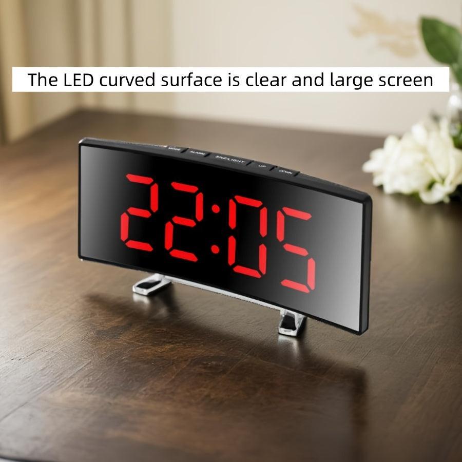 Creative LED Curved Screen Mirror Alarm Clock, Multifunctional Silent Smart Desktop Clock, Christmas Valentine's Day New Year Holiday Gift, 1 pc - Buy online at  Vibe In Cart.