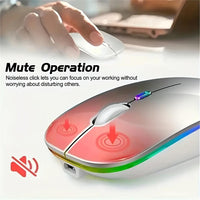 Rechargeable LED Backlit Wireless Mouse, Ultra-Thin 2.4G/5.2 Dual Mode Silent Portable USB Optical Gaming Mouse, Compatible with Laptop/Desktop/Tablet, Ambidextrous Design, 500mAh Battery, Type-C Charging, No Charger Included - Buy online at  Vibe In Cart.