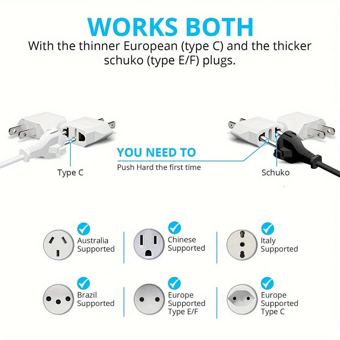 US Plug Adapter, European to USA Travel Plug Adapter, EU to US Plug Converter, Travel from Europe to USA Outlet, Power Travel Adapters European to American, Canada, Mexico, Japan - Buy online at  Vibe In Cart.