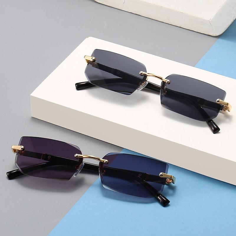 1pc Trendy Rimless Y2K Glasses for Women Men Punk Frameless Rectangle Glasses Retro Gradient Shades Driving Travel UV400 Eyewear The Perfect Gift - Buy online at  Vibe In Cart.