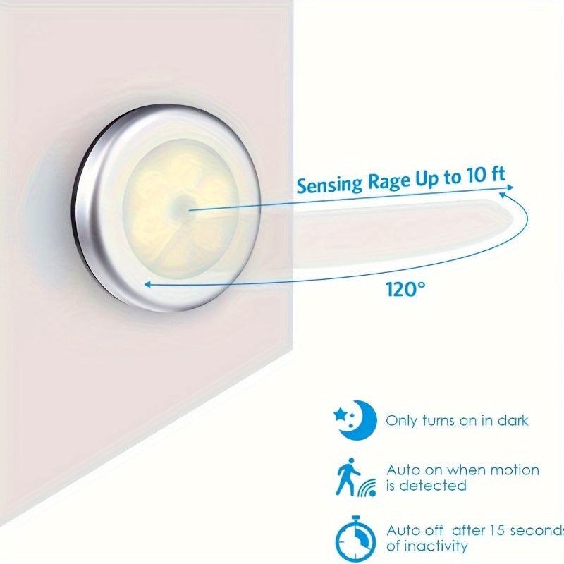 Motion Sensor Puck Lights Available in Sets of 3, 6, 9, Or 12, These Battery-Operated LED Night Lights Are Perfect for Illuminating Stairs, Closets, And Under Cabinets. They Can Be Easily Stuck Anywhere in Your Home, Kitchen, - Buy online at  Vibe In Cart.