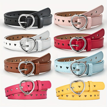 A Single Pack of PU Women'S Heart-Shaped Buckle, Simple And Stylish, Korean Version Ins Women'S Belt with Heart-Shaped Hollow Decoration for Dresses And Jeans. - Buy online at  Vibe In Cart.