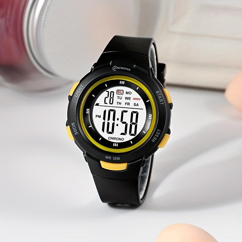 Kids Fashionable Sports Watch | 30m Water Resistance, Glow-in-the-Dark, Digital Display, Rubber Strap, Plastic Case, Button Battery, White Dial - Ideal for Boys and Girls, Perfect for School Supplies - Buy online at  Vibe In Cart.