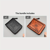 Men'S Faux Leather Zipper Wallet, Street Style, Black, Ultra Light, Retro Printed, USD Short Zipper Cross Border, with Grommets, Non-Braided Weaving, Hand Wash or Professional Dry Clean, for Friends, Husbands, Commuting, Busi - Buy online at  Vibe In Cart.