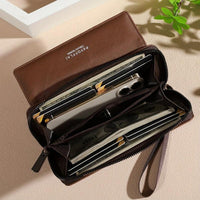 Classic PU Women'S Wallet, Long, Color-Block, Double-Layer Design, Zipper Closure, Zip Pocket, Photo Separation Layer, Nylon Lining, Continental Form Factor, with Positioning Printing for Women - Buy online at  Vibe In Cart.