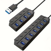 [Usb Adapter Hub] 1pc 7 Ports/ 4 Ports LED USB Adapter Hub Power On/ Off Switch For PC Laptop Computer - Buy online at  Vibe In Cart.